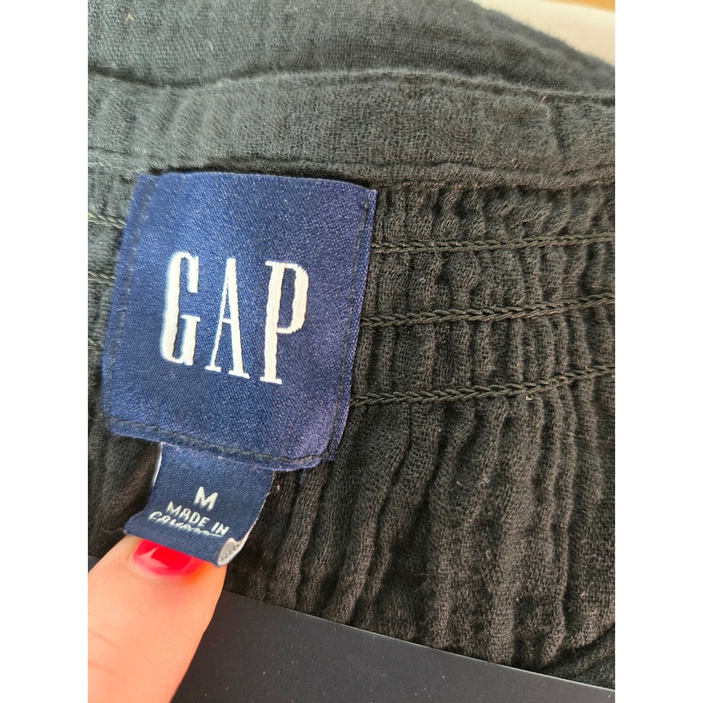 GAP Women Black Cotton Crinkle Gauze Tiered Midi Dress GP007929 Size M NWT - Picture 5 of 8